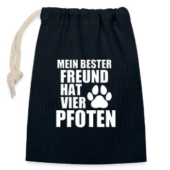 HUND - HUNDE - TIER - TIERE - BESTER FREUND - Verschließbarer Geschenkbeutel aus Baumwolle (14x20cm) - Navy - Vorne