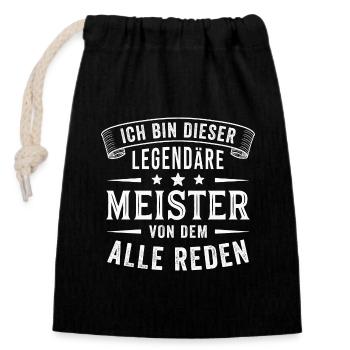 Meister Legende Meisterprüfung Handwerk - Verschließbarer Geschenkbeutel aus Baumwolle (14x20cm) - Schwarz - Vorne