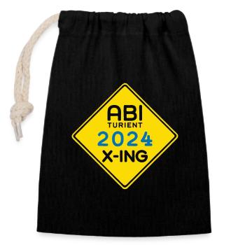 Abi 2024 Abitur Abiturient Abiparty Abifeier - Verschließbarer Geschenkbeutel aus Baumwolle (14x20cm) - Schwarz - Vorne