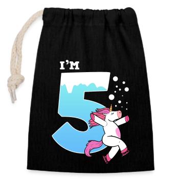 Ice skating Ice skating Ice skating - Closable cotton gift bag (14x20cm) - black - Front