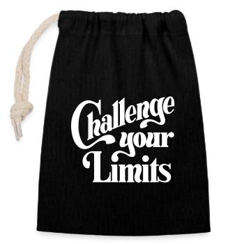 Repoussez vos limites - Conçu par KissingLetters - Sac cadeau en coton avec cordon (14 x 20 cm) - noir - Devant