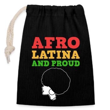 Afro Latina - Verschließbarer Geschenkbeutel aus Baumwolle (14x20cm) - Schwarz - Vorne