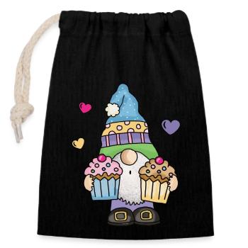 Ich liebe Kuchen Torten Cupcake Bäcker Süsses Gnom - Verschließbarer Geschenkbeutel aus Baumwolle (14x20cm) - Schwarz - Vorne