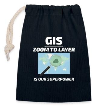 SIG Zoom sur la cartographie des couches Technologie géospatiale - Sac cadeau en coton avec cordon (14 x 20 cm) - bleu marine - Devant