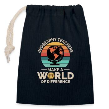 Geography Teachers Globe World Difference - Closable cotton gift bag (14x20cm) - navy - Front