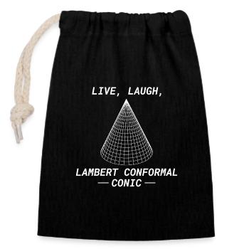 Lambert Conformal Conic GIS Projection Cartography - Closable cotton gift bag (14x20cm) - black - Front