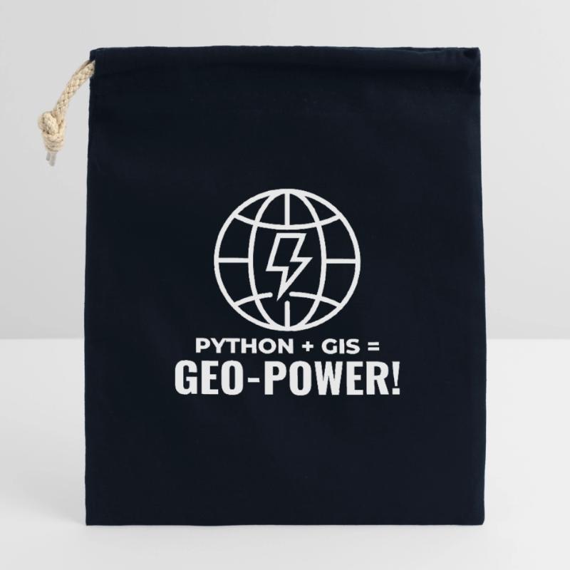 Python SIG Géo-Puissance Programmation Géospatial Sac cadeau en coton avec cordon (14 x 20 cm)