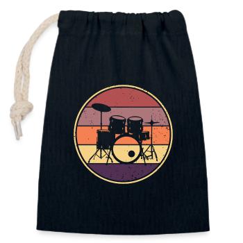 Drummer Retro Drummer Drums - Sac cadeau en coton avec cordon (14 x 20 cm) - bleu marine - Devant