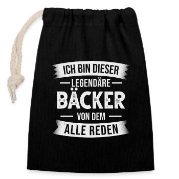 Bäcker Bäckermeister Bäckerei Backen - Verschließbarer Geschenkbeutel aus Baumwolle (14x20cm) - Schwarz - Vorne