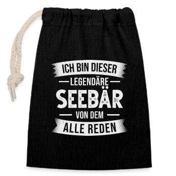 Seebär Seefahrer Seemann Seefahrt - Verschließbarer Geschenkbeutel aus Baumwolle (14x20cm) - Schwarz - Vorne