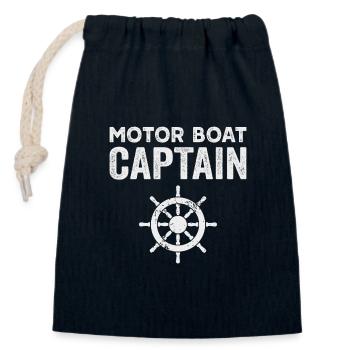 Motor Boat Captain Wheel Motor Boating - Closable cotton gift bag (14x20cm) - navy - Front