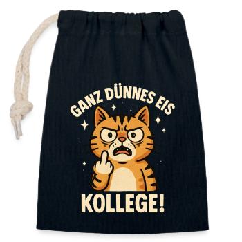 Good Morning Very Thin Cat Coffee - Closable cotton gift bag (14x20cm) - navy - Front