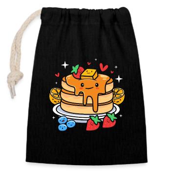 Pfannkuchen - Verschließbarer Geschenkbeutel aus Baumwolle (14x20cm) - Schwarz - Vorne
