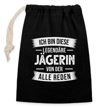 Jägerin Jagd Jagen Hirsch Wild - Verschließbarer Geschenkbeutel aus Baumwolle (14x20cm) - Schwarz - Vorne
