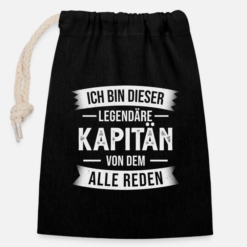 Kapitän Bootsfahrer Motorboot - Verschließbarer Geschenkbeutel aus Baumwolle (14x20cm) - Schwarz