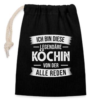 Köchin Küchenchefin Chefköchin Küche - Verschließbarer Geschenkbeutel aus Baumwolle (14x20cm) - Schwarz - Vorne