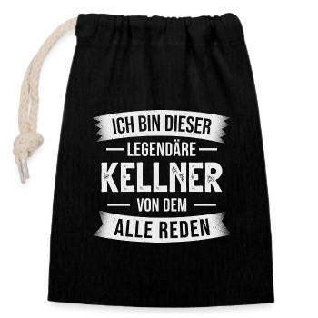 Kellner Gastronomie Servicekraft Bedienung - Verschließbarer Geschenkbeutel aus Baumwolle (14x20cm) - Schwarz - Vorne