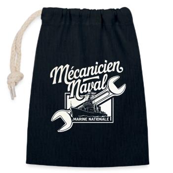 Mécanicien Naval Marine Nationale - Sac cadeau en coton avec cordon (14 x 20 cm) - bleu marine - Devant
