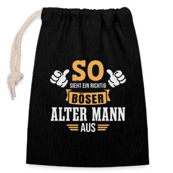 Böser Alter Mann Sarkasmus Spruch Lustig - Verschließbarer Geschenkbeutel aus Baumwolle (14x20cm) - Schwarz - Vorne