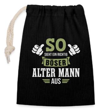 Böser Alter Mann Sarkasmus Spruch Lustig - Verschließbarer Geschenkbeutel aus Baumwolle (14x20cm) - Schwarz - Vorne
