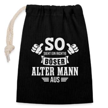Böser Alter Mann Sarkasmus Spruch Lustig - Verschließbarer Geschenkbeutel aus Baumwolle (14x20cm) - Schwarz - Vorne