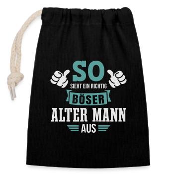 Böser Alter Mann Sarkasmus Spruch Lustig - Verschließbarer Geschenkbeutel aus Baumwolle (14x20cm) - Schwarz - Vorne