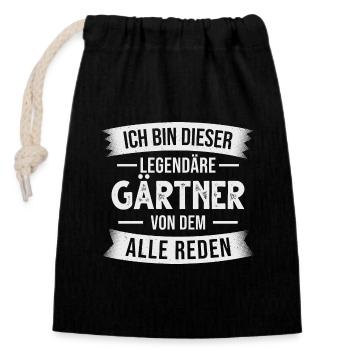 Gärtner Garten Hobbygärtner - Verschließbarer Geschenkbeutel aus Baumwolle (14x20cm) - Schwarz - Vorne