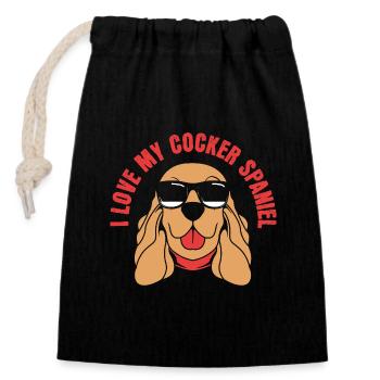 Cocker Spaniel Dad - Verschließbarer Geschenkbeutel aus Baumwolle (14x20cm) - Schwarz - Vorne