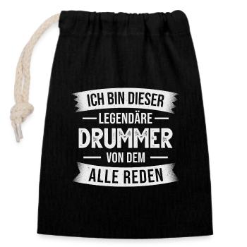 Drummer Schlagzeug Schlagzeuger - Verschließbarer Geschenkbeutel aus Baumwolle (14x20cm) - Schwarz - Vorne