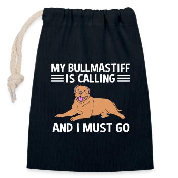 Bullmastiff Chien - Sac cadeau en coton avec cordon (14 x 20 cm) - bleu marine - Devant
