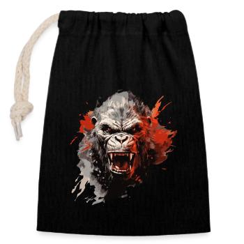 Ape Head - Closable cotton gift bag (14x20cm) - black - Front