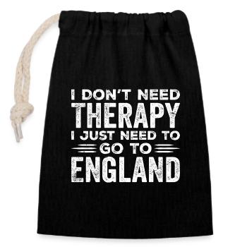 I Don't Need Therapy I Just Need To Go To England - Sac cadeau en coton avec cordon (14 x 20 cm) - noir - Devant