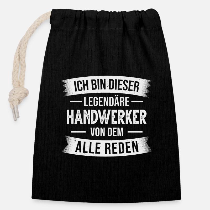 Handwerker Werkstatt Handwerk Baustelle - Verschließbarer Geschenkbeutel aus Baumwolle (14x20cm) - Schwarz