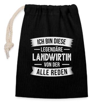 Landwirtin Bäuerin Landwirtschaft Traktor - Verschließbarer Geschenkbeutel aus Baumwolle (14x20cm) - Schwarz - Vorne