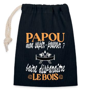 Papou bûcheron amateur de bois t-shirt humour - Sac cadeau en coton avec cordon (14 x 20 cm) - bleu marine - Devant
