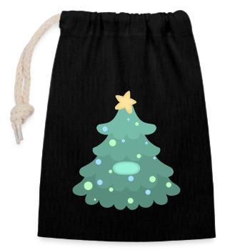 Christmas Tree - Name Tag - Closable cotton gift bag (14x20cm) - black - Front