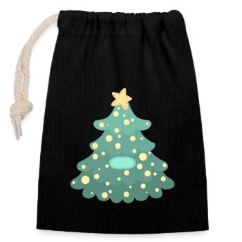 Christmas Tree - Name Tag - Closable cotton gift bag (14x20cm) - black - Front