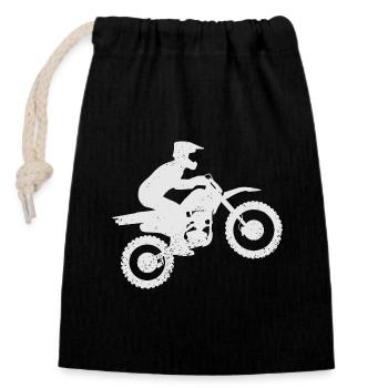 Motocross Supermoto Motorrad Motorsport - Verschließbarer Geschenkbeutel aus Baumwolle (14x20cm) - Schwarz - Vorne