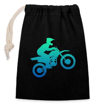 Motocross Supermoto Motorrad Motorsport - Verschließbarer Geschenkbeutel aus Baumwolle (14x20cm) - Schwarz - Vorne