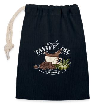 Simply Tastef-Oil & Healthy AF OlivenÖl Kaffee Fun - Verschließbarer Geschenkbeutel aus Baumwolle (14x20cm) - Navy - Vorne