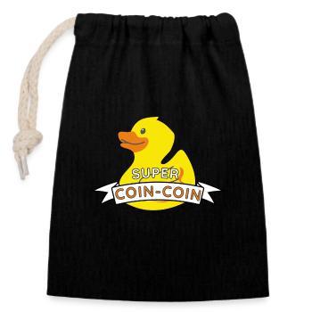 Super Coin-Coin - Sac cadeau en coton avec cordon (14 x 20 cm) - noir - Devant