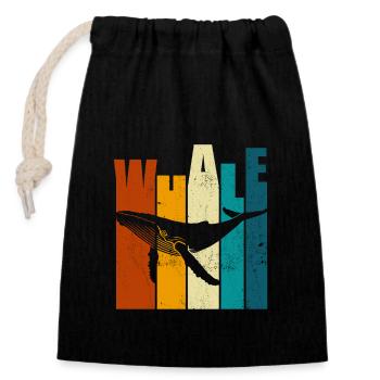 Baleine - baleine à bosse - rétro - cadeau - Sac cadeau en coton avec cordon (14 x 20 cm) - noir - Devant