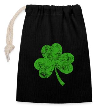 Shamrock - St. Patrick's Day - Ireland - Closable cotton gift bag (14x20cm) - black - Front