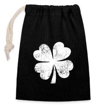 Shamrock - St. Patrick's Day - Ireland - Closable cotton gift bag (14x20cm) - black - Front