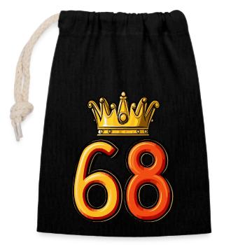 68 Number Krone - Closable cotton gift bag (14x20cm) - black - Front
