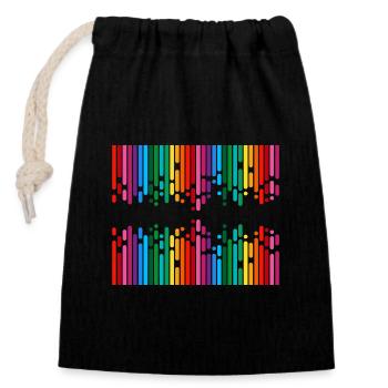 Lignes colorées - Sac cadeau en coton avec cordon (14 x 20 cm) - noir - Devant
