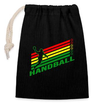 Handball Handball Fan Jump Throw Joueur de handball - Sac cadeau en coton avec cordon (14 x 20 cm) - noir - Devant
