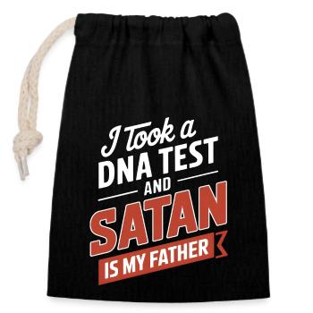 Habe einen DNA-Test gemacht: Satan ist mein Vater! - Verschließbarer Geschenkbeutel aus Baumwolle (14x20cm) - Schwarz - Vorne