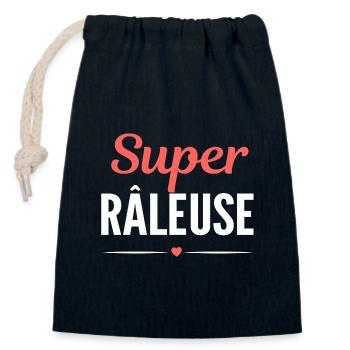 Super râleuse humour femme râleuse cadeau - Sac cadeau en coton avec cordon (14 x 20 cm) - bleu marine - Devant