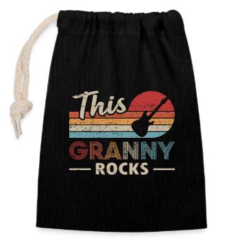 Cette grand-mère de grand-mère bassiste de Granny Rocks - Sac cadeau en coton avec cordon (14 x 20 cm) - noir - Devant